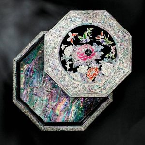 Chinese Intangible Cultural Heritage Beimu Luodian Lacquerware Octagonal Storage Box